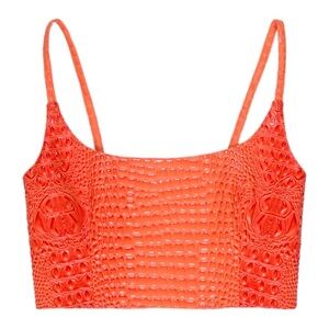 Mia Vesper Orange Croc-Embossed Crop Top S